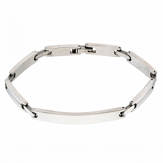 Βραχιόλι ανδρικό από ανοξείδωτο ατσάλι ασημί ταυτότητα