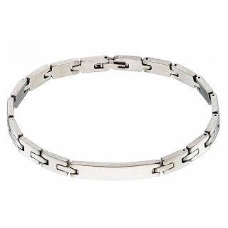 Βραχιόλι ανδρικό ατζάλινο ασημί ταυτότητα