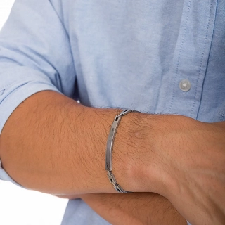 Βραχιόλι ανδρικό ατσάλινο ασημί ταυτότητα
