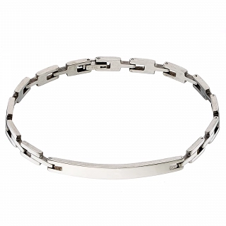 Βραχιόλι ανδρικό ατσάλινο ασημί ταυτότητα