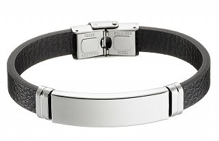 Βραχιόλι ατσάλινο δέρμα PU με πλακέτα