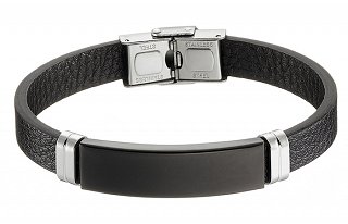 Βραχιόλι ατσάλινο δέρμα PU με πλακέτα