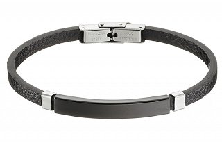 Βραχιόλι ατσάλινο δέρμα PU με πλακέτα