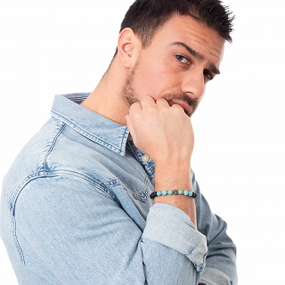 Βραχιόλι με τυρκουάζ Καλλαίτη και μαύρες χάντρες 8mm