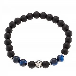 Βραχιόλι με Blue Tiger's Eye stones και μαύρες χάντρες 8mm