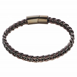 Oxzen ανδρικό βραχιόλι από ανοξείδωτο ατσάλι καφέ