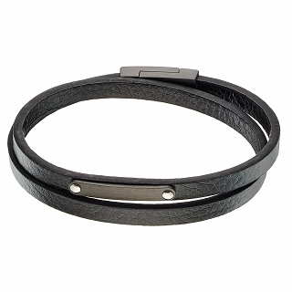 Oxzen ανδρικό βραχιόλι ατσάλινο με δέρμα