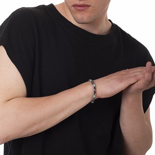 Oxzen ατσάλινο βραχιόλι με ορυκτές πέτρες
