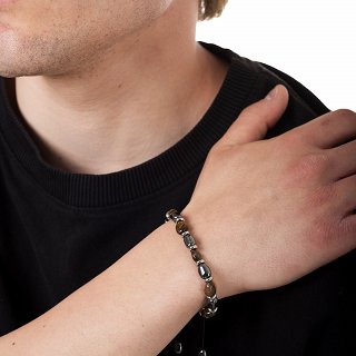 Oxzen ατσάλινο βραχιόλι με ορυκτές πέτρες ρυθμιζόμενο