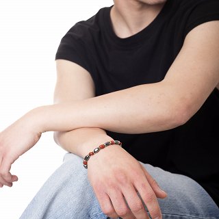 Oxzen ατσάλινο βραχιόλι με ορυκτές πέτρες ρυθμιζόμενο