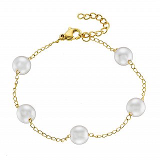 Oxzen βραχιόλι ατσάλινο με πέρλες