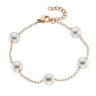 Oxzen βραχιόλι ατσάλινο με πέρλες