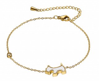 Βραχιόλι ατσάλινο σκυλάκι με πέτρες ζιργκόν