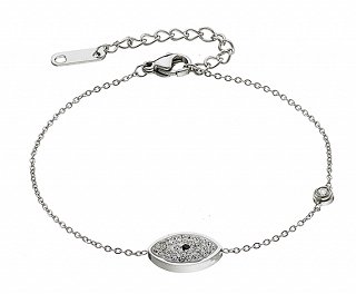 Βραχιόλι ατσάλινο ματάκι με κρύσταλλα cz