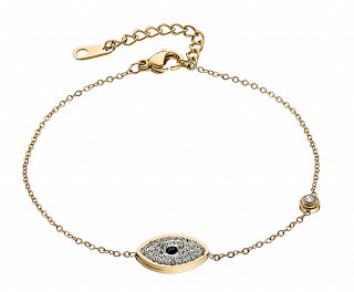 Βραχιόλι ατσάλινο ματάκι με κρύσταλλα cz