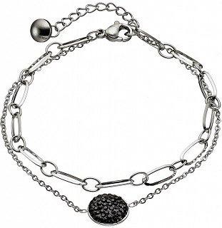 Βραχιόλι ατσάλινο με μαύρα κρύσταλλα cz