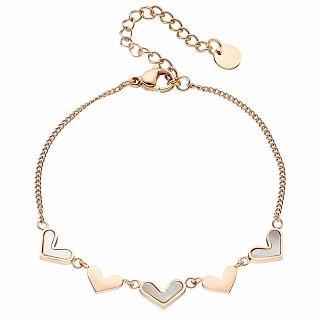 Oxzen ατσάλινο βραχιόλι καρδούλες με φίλντισι