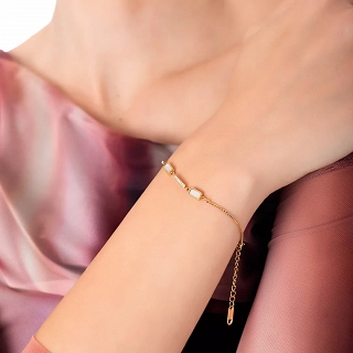 Oxzen ατσάλινο βραχιόλι με κομμάτια φίλντισι και πέτρες ζιργκόν