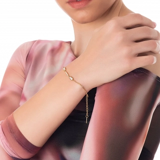 Oxzen ατσάλινο βραχιόλι με κομμάτια φίλντισι και πέτρες ζιργκόν