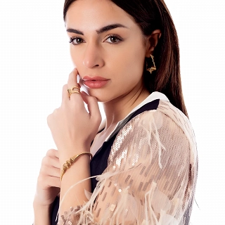 Βραχιόλι γυναικείο από ανοξείδωτο ατσάλι χειροπέδα σπείρα με ματ φινίρισμα