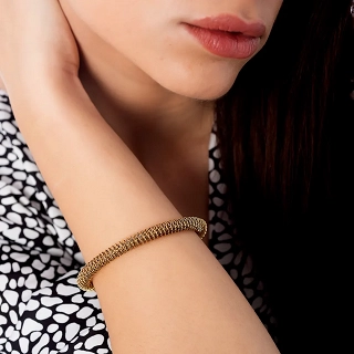 Βραχιόλι γυναικείο από ανοξείδωτο ατσάλι χειροπέδα σπείρα με ματ φινίρισμα