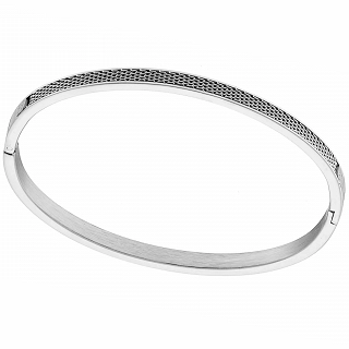 Βραχιόλι γυναικείο από ανοξείδωτο ατσάλι χειροπέδα με σκάλισμα και κούμπωμα