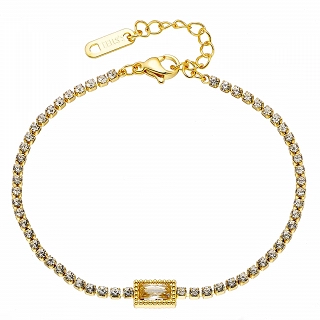 Βραχιόλι γυναικείο από ανοξείδωτο ατσάλι ριβιέρα με λευκά ζιργκόν