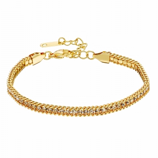 Βραχιόλι γυναικείο από ανοξείδωτο ατσάλι ριβιέρα με λευκά ζιργκόν