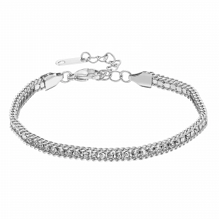 Βραχιόλι γυναικείο από ανοξείδωτο ατσάλι ριβιέρα με λευκά ζιργκόν