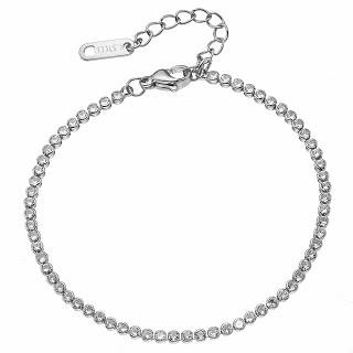 Βραχιόλι γυναικείο από ανοξείδωτο ατσάλι ριβιέρα με λευκά ζιργκόν