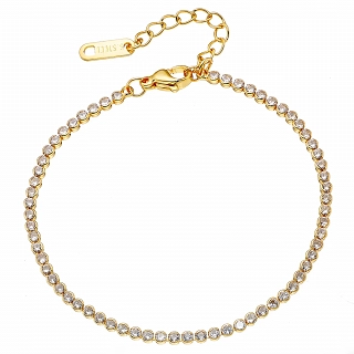 Βραχιόλι γυναικείο από ανοξείδωτο ατσάλι ριβιέρα με λευκά ζιργκόν