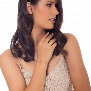 Βραχιόλι γυναικείο από ανοξείδωτο ατσάλι ριβιέρα με λευκά ζιργκόν