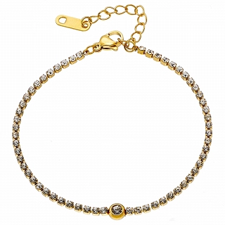 Βραχιόλι γυναικείο από ανοξείδωτο ατσάλι ριβιέρα με λευκά ζιργκόν