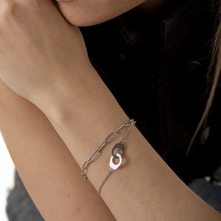 Oxzen γυναικείο βραχιόλι από ανοξείδωτο ατσάλι με χειροπέδες