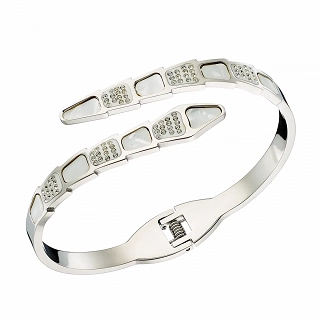 Βραχιόλι γυναικείο από ανοξείδωτο ατσάλι χειροπέδα με φίλντισι