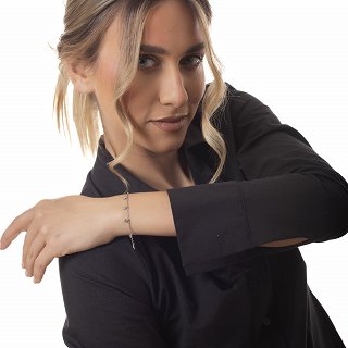 Oxzen ατσάλινο βραχιόλι με κρεμαστά ζιργκόν