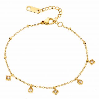 Oxzen ατσάλινο βραχιόλι με κρεμαστά ζιργκόν