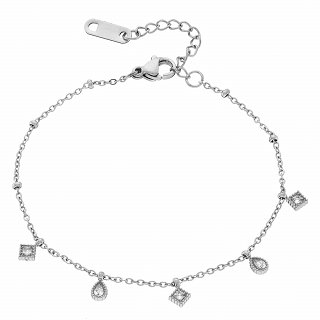 Oxzen ατσάλινο βραχιόλι με κρεμαστά ζιργκόν