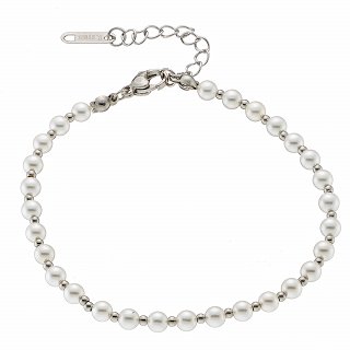 Oxzen ατσάλινο βραχιόλι με πέρλες 4mm