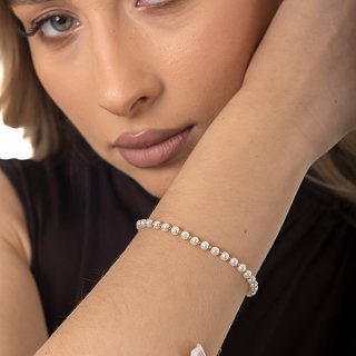 Oxzen ατσάλινο βραχιόλι με πέρλες 4mm