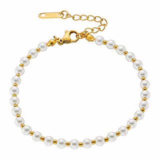 Oxzen ατσάλινο βραχιόλι με πέρλες 4mm