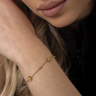 Oxzen ατσάλινο βραχιόλι με μαργαρίτες