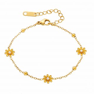 Oxzen ατσάλινο βραχιόλι με μαργαρίτες