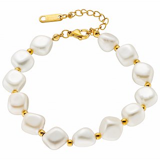 Oxzen ατσάλινο βραχιόλι με ακατέργαστες πέρλες 9mm