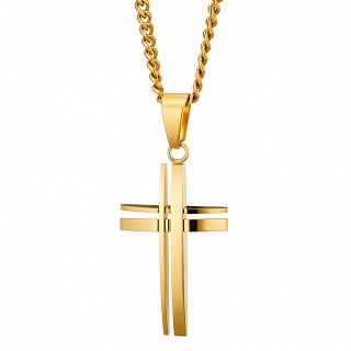Κολιέ σταυρός με αλυσίδα ατσάλι