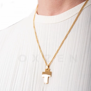 Κολιέ σταυρός με αλυσίδα ατσάλινος