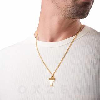 Κολιέ σταυρός με αλυσίδα ατσάλινος