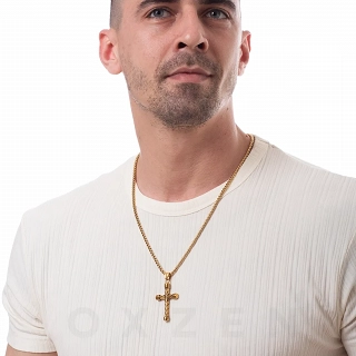 Κολιέ σταυρός από ανοξείδωτο ατσάλι Unisex μεγάλος με αλυσίδα χοντρή