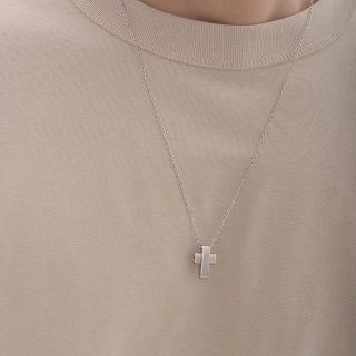 Κολιέ σταυρός ανδρικός από ανοξείδωτο ατσάλι μπομπέ