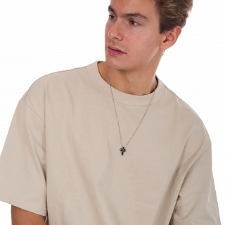 Κολιέ σταυρός ανδρικός από ανοξείδωτο ατσάλι μπομπέ